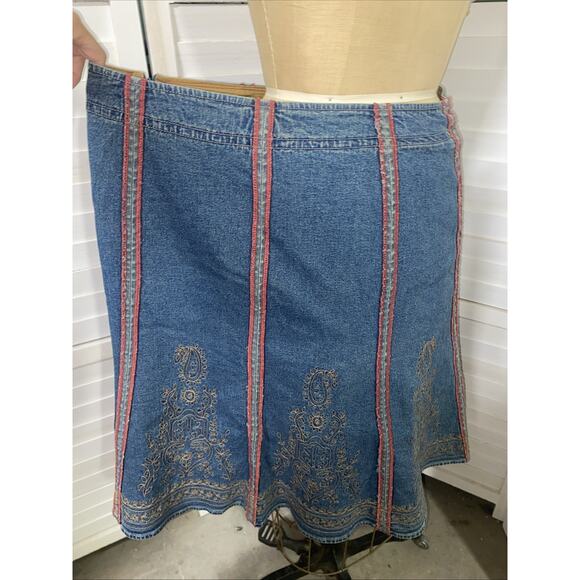Motto Your Style Mantra Blue Denim Jean Swing Flare Aline Skirt Sz 20W - Picture 5 of 8